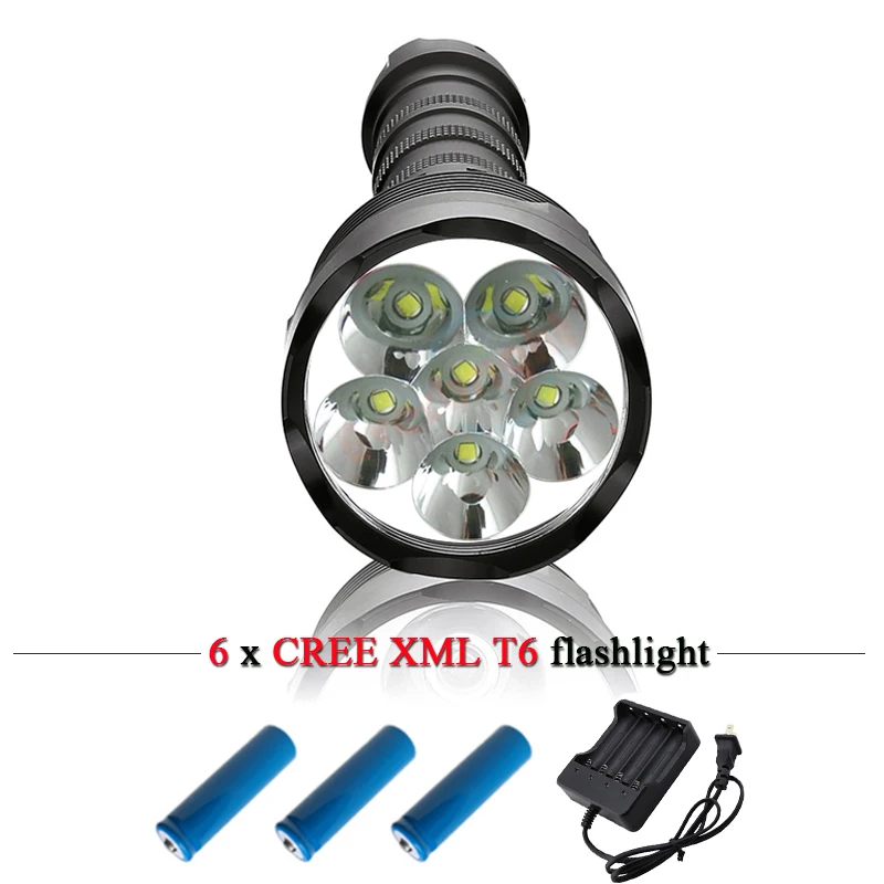 6led высокой мощности Фонарь большой дальности cree xml t6 фонарь прожектор фонарик 18650