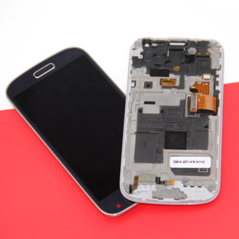 ЖК-дисплей с дигитайзером и сенсорным экраном в сборе совместим Samsung S4 mini рамкой