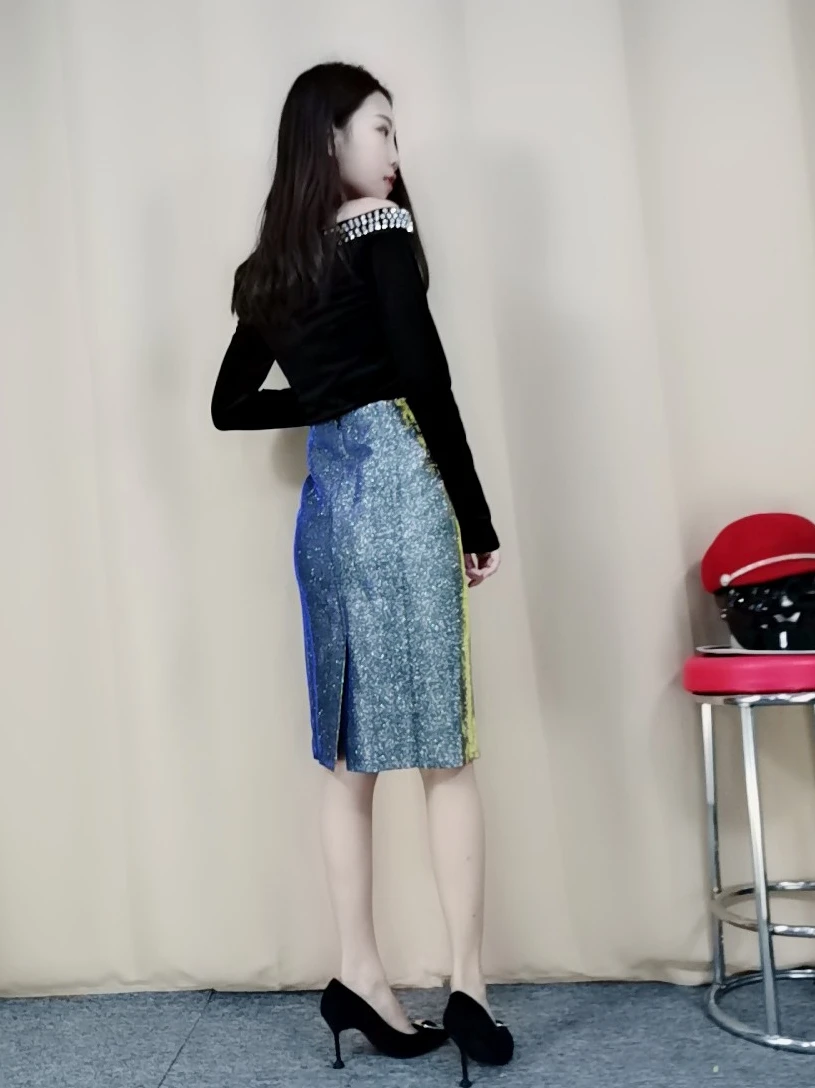 Весеннее платье в европейском стиле сезон лето 2019 с высокой талией Серебряный Bling