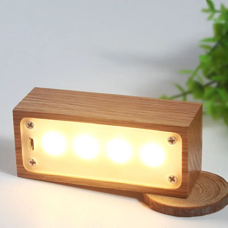Твердая древесина Креативный светодиодный ночник сенсорный датчик USB