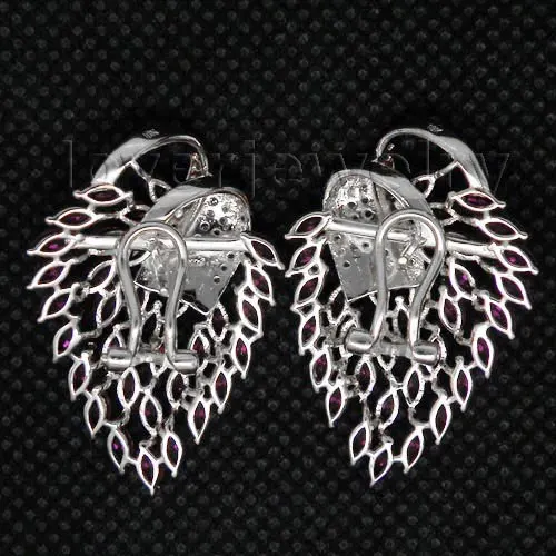 Loverjewelry, женские серьги, 18 К, белое золото, бриллиант, розовый Рубин, висячие серьги, огранка маркиза, вечерние, подарок, серьги, ювелирное изделие