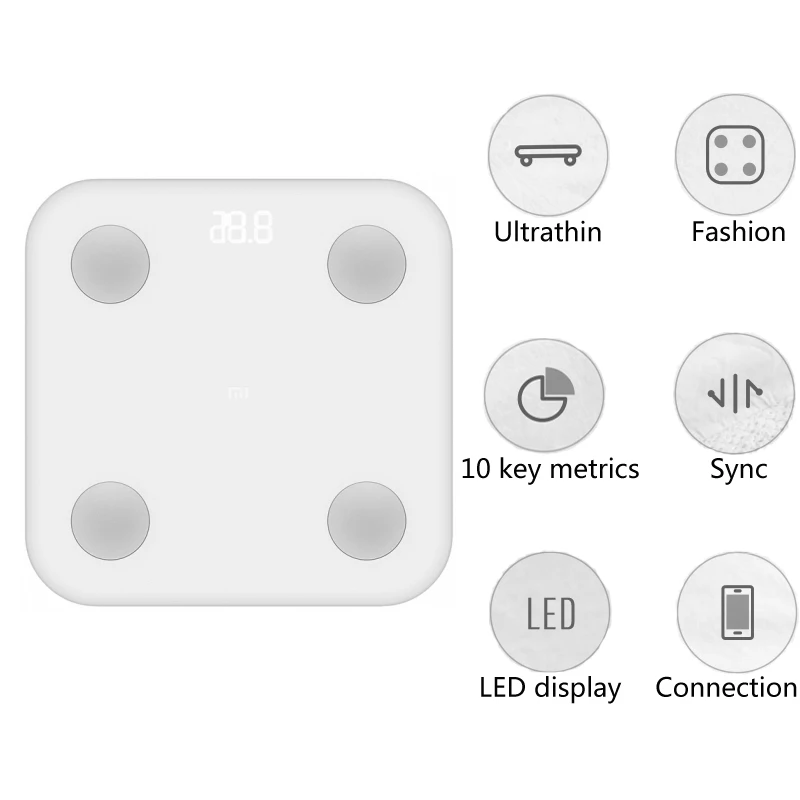 Xiaomi Smart Body Fat Scale весы состава тела, точные показатели здоровья Автоматическая синхронизация данных скрытый светодиодный дисплей Bluetooth