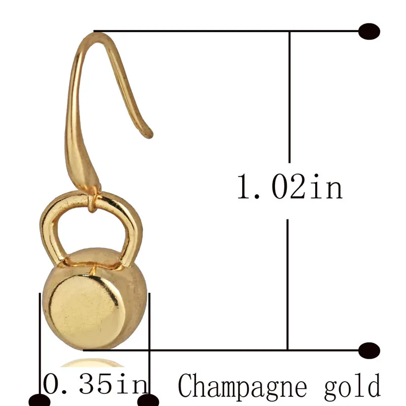 Фитнес вдохновляющий гири серьги для женщин нержавеющая сталь черный/Золотой