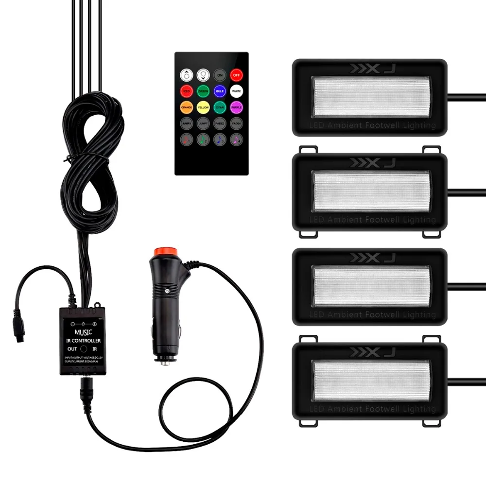 1 2 компл. музыка голос дистанционного управления автомобилем RGB LED Neon интерьер