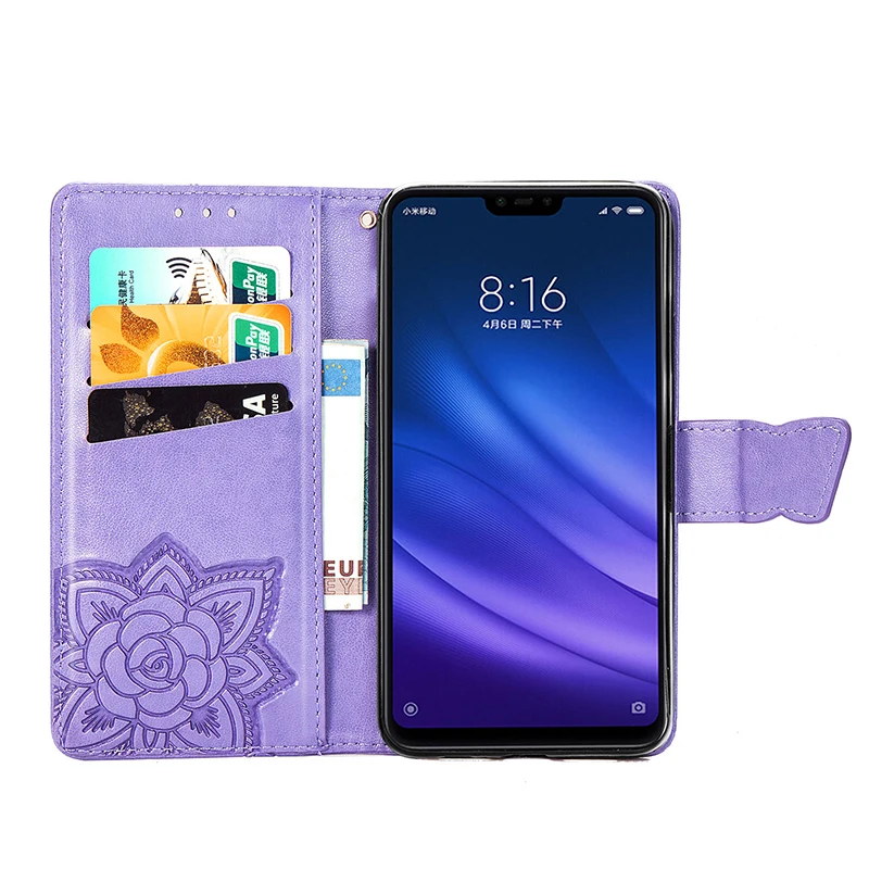 Xiaomi mi 8 Lite чехол Флип Роскошный кожаный кошелек задняя крышка силиконовый для