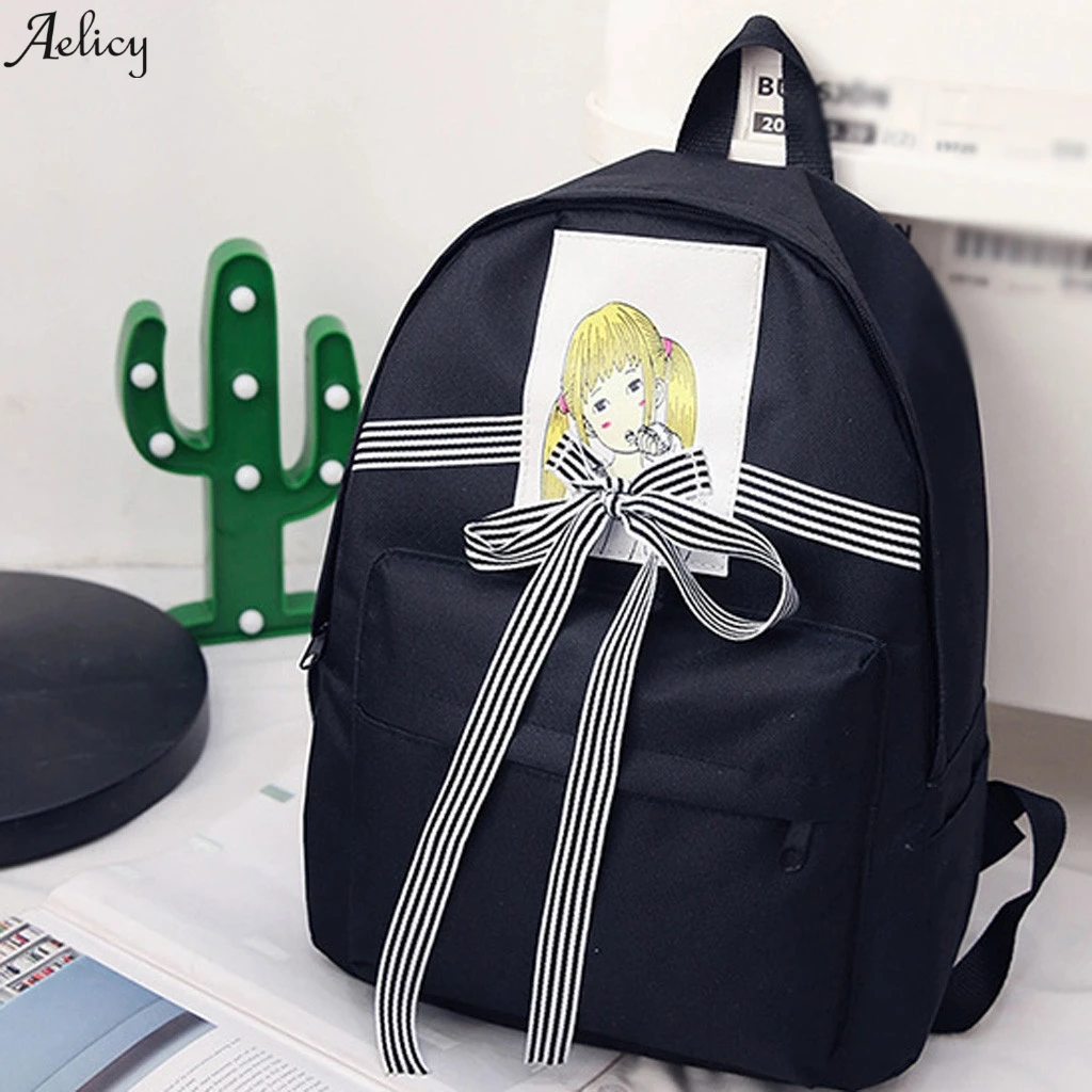 Холщовый женский студенческий уличный рюкзак с принтом для студентов дорожные