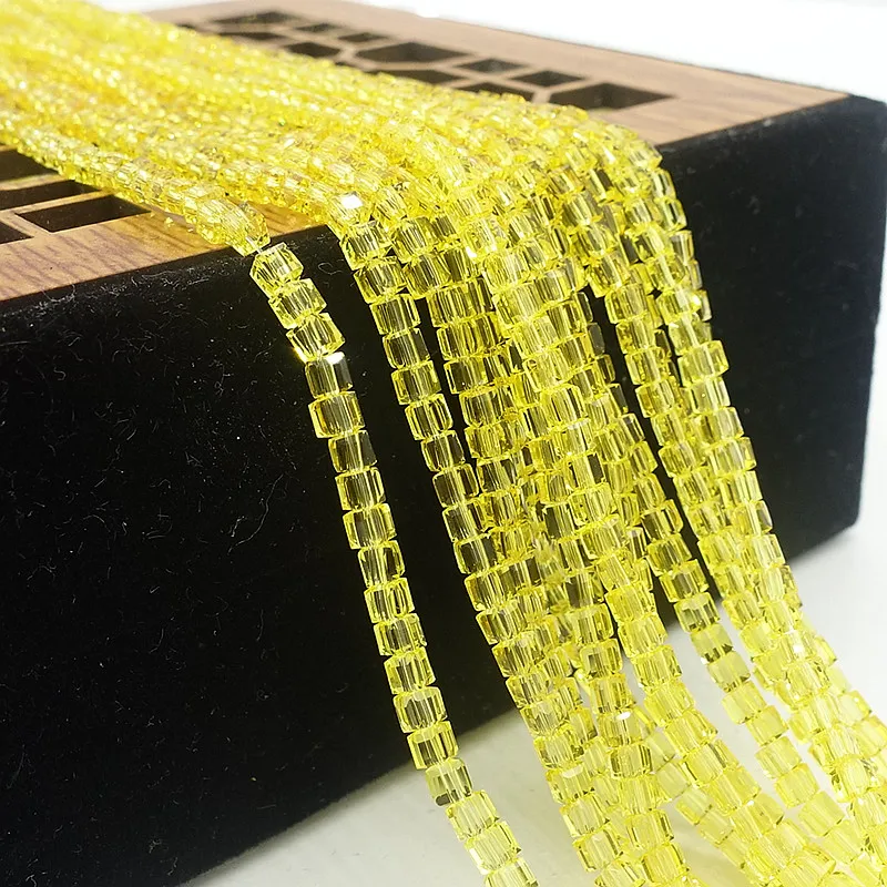 26 Lemon yellow 200 шт кубические квадратные Хрустальные стеклянные бусины 2 мм DIY браслет серьги для изготовления ювелирных изделий - Цвет: 26 Lemon yellow