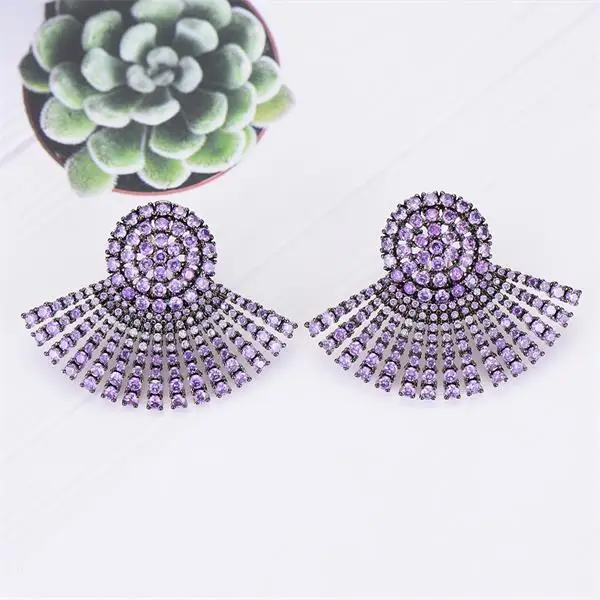 Purple Missvikki boucle d'oreille femme, серьги с натуральным цирконием, блестящие серьги оригинального дизайна, женские аксессуары - Окраска металла: Purple