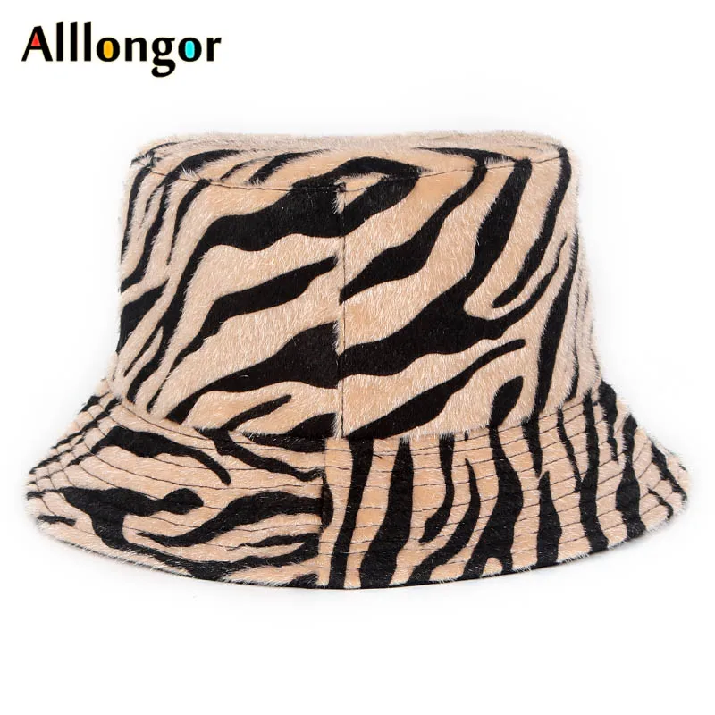 Женская меховая Панама Корейская с леопардовым принтом в стиле хип хоп Осень