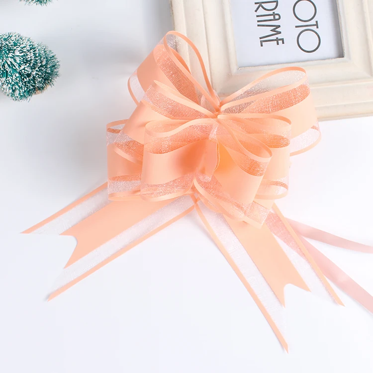 champagne 20Pcs Multi Colors Gift Packing Pull Bow Ribbons Gift Wrapping for DIY Wedding Birthday Party Decor Pullbows Christmas Supplies - Цвет: champagne