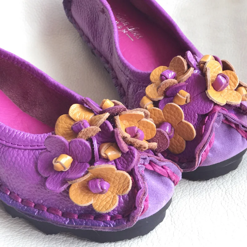 Maggie's Walker Women's Spring Genuine Leather Fashion Shoes Casual Flats with Flowers More Colors Plus Size 35~41 | Обувь