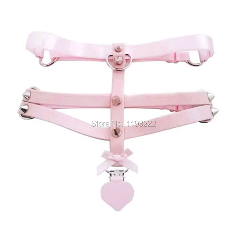 Подвязки для чулок в стиле Харадзюку розовые из натуральной кожи | Женская одежда