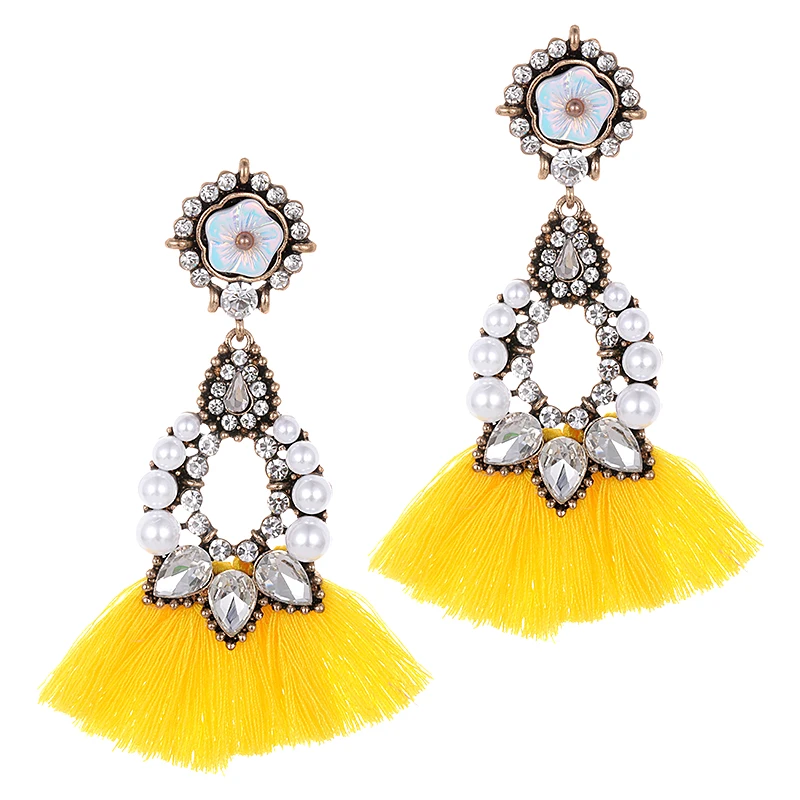 ZHINI New Fashion Jewelry Bohemian Luxury Simulated Pearl Wedding Women Statement Earrings Tassel Drop Dangle Wholesale | Украшения и