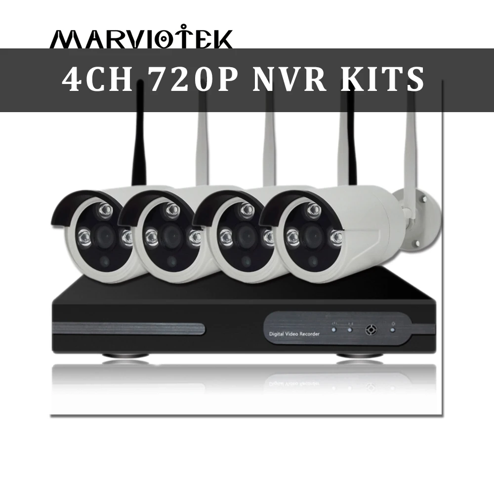 4CH 720P NVR Kits 4CH CCTV камера системы Wi fi ИК Открытый Водонепроницаемый 1080P IP камера Wi fi NVR комплект беспроводной P2P системы видеонаблюдения - Цвет: 4CH 720P NVR Kits