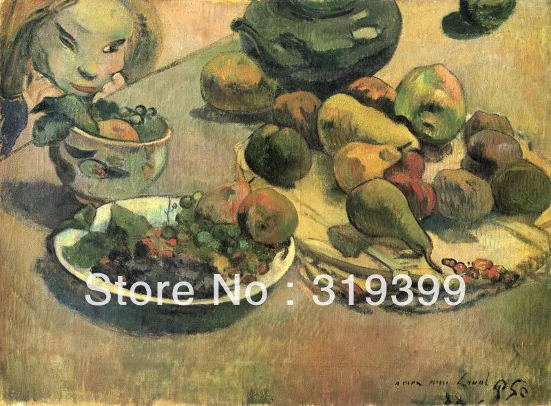Картина маслом на льняном холсте фрукты из натурального Морта пола гаугина 100%