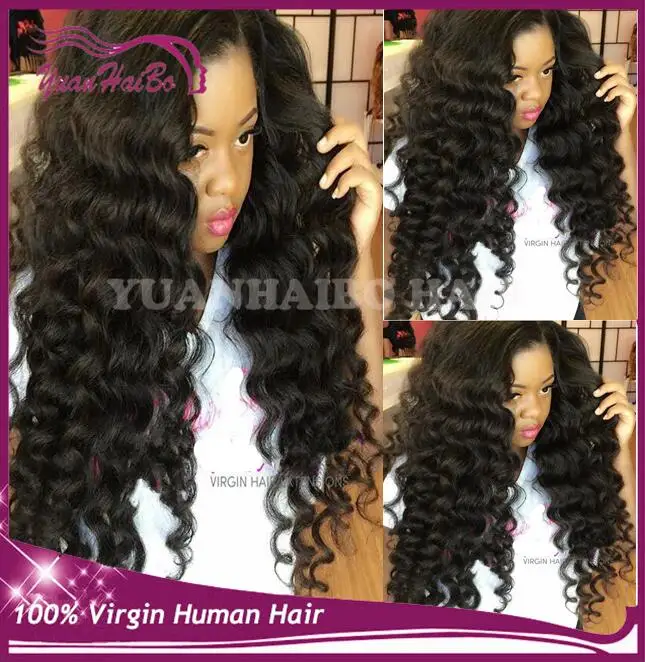 Качество 7а! # 1b волосы девственницы индийские глубокая волна волос полный парик