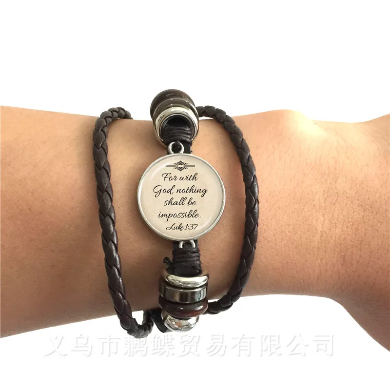 I love Christian Inspirational Jesus Bracelet Faith Bible Charm Men Women Black/Brown Leather Bangle Best Friends Gift | Украшения и
