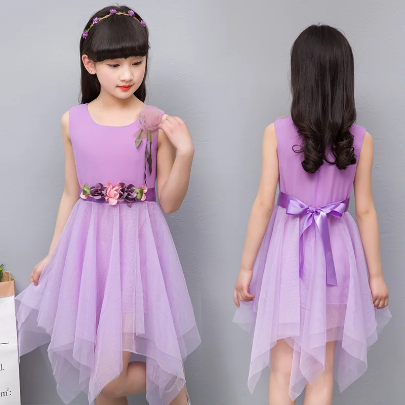 Girl Floral Dress Irregular Ruffled 2019 Summer Party Princess Dresses Children Clothing Kids clothes 3-12 Years Old | Детская одежда и