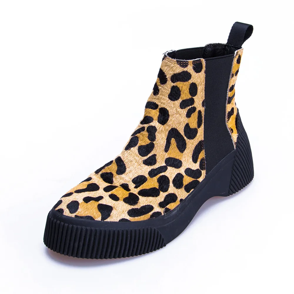 Leopard Prova Perfetto/модная повседневная женская обувь из конского волоса; женские ботинки без шнуровки; парусиновая обувь на плоской подошве; женская обувь для отдыха - Цвет: Leopard