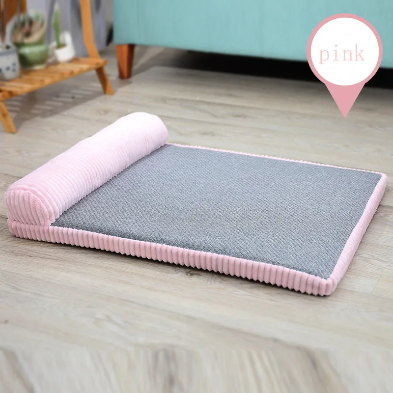 Single back pink Роскошные собачьи кровати для больших собак, дом, диван, питомник хаски, лабрадор, плюшевая скамейка, большая подушка для домашних животных, моющийся коврик для кошачьего гнезда, корзина для щенков - Цвет: Single back pink