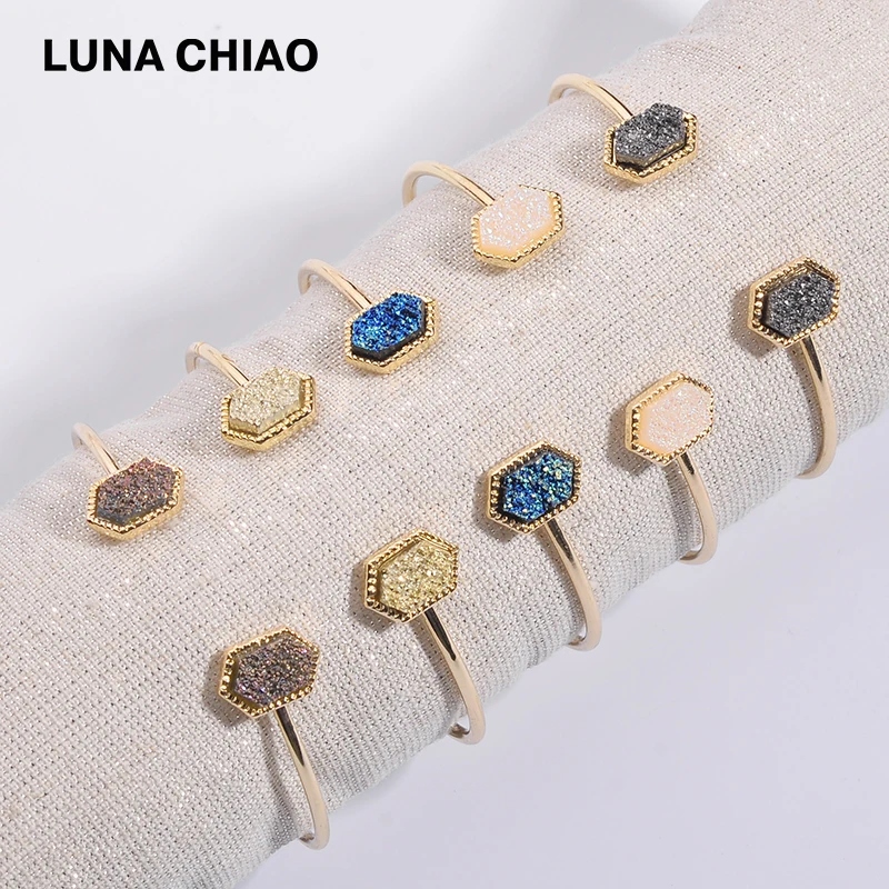 LUNA CHIAO 5 видов цветов сверкающие браслеты из смолы с кварцевым камнем для