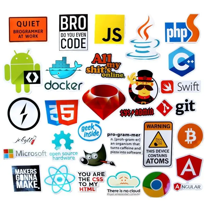 30 шт./лот Программирование java php мультфильм дети наклейки для багажа чемодан