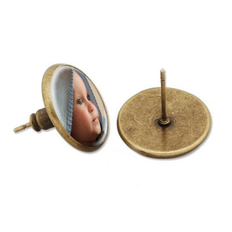 Персонализированные серьги с фотографией на заказ 12 мм круглые стеклянные