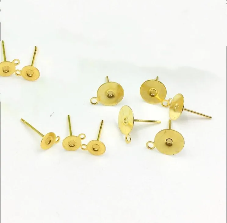 Женские серьги гвоздики с отверстием для подвешивания 100 шт. 6 мм|Серьги-гвоздики|