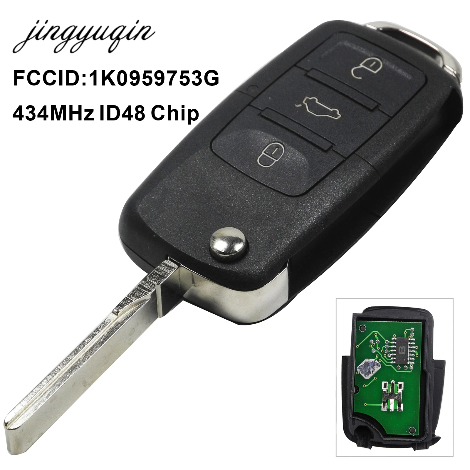 Jingyuqin 10X Автомобильный Дистанционный ключ ID48 для 1J0959753 DA/AH/G Caddy EOS Jetta Sirocco Tiguantouran