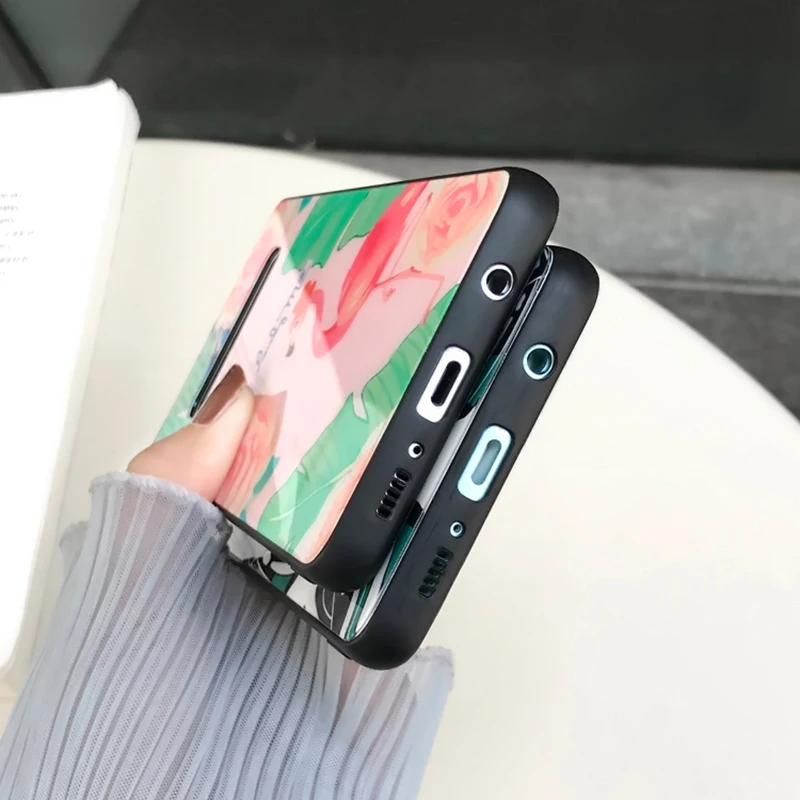 YHBBCASES Cartoon Tempered Glass Cases For Samsung Galaxy S10 S8 S9 Plus Banana Leaf Flamingo Phone Cover Note 8 9 | Мобильные