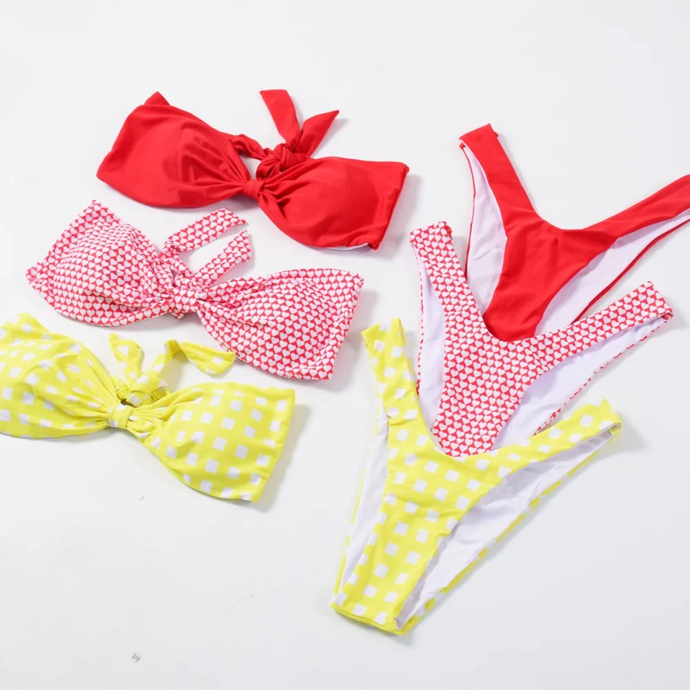 Милый розовый купальник без бретелек для девочек купальный костюм косточек