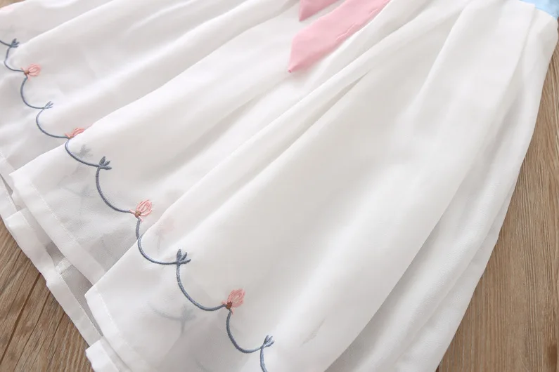 girls dress summer children's clothing white Chinese Style Students wear fashion Cloth silk Leisure Flower Princess | Детская одежда