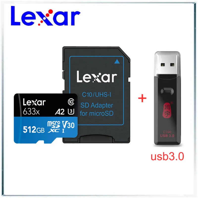 633X 512GB Sets B Lexar tf-карта 633x 667x Micro SD карта 64 Гб 128 ГБ 256 ГБ 512 Гб карта памяти Uhs 1 A1 C10 U1 V10 Дрон Gopro Dji Спортивная камера - Емкость: 633X 512GB Sets B