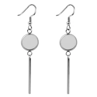 10pcs 2019 new fashion stainless steel womens earrings ear hook cabochon blank base fit 8101214161820mm jewelry making