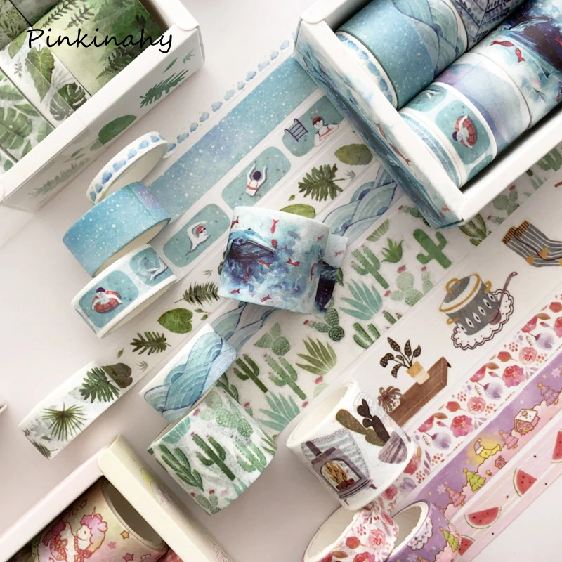 8 искусственных лесных зеленых листьев кактусов планшетов дневников наклейка