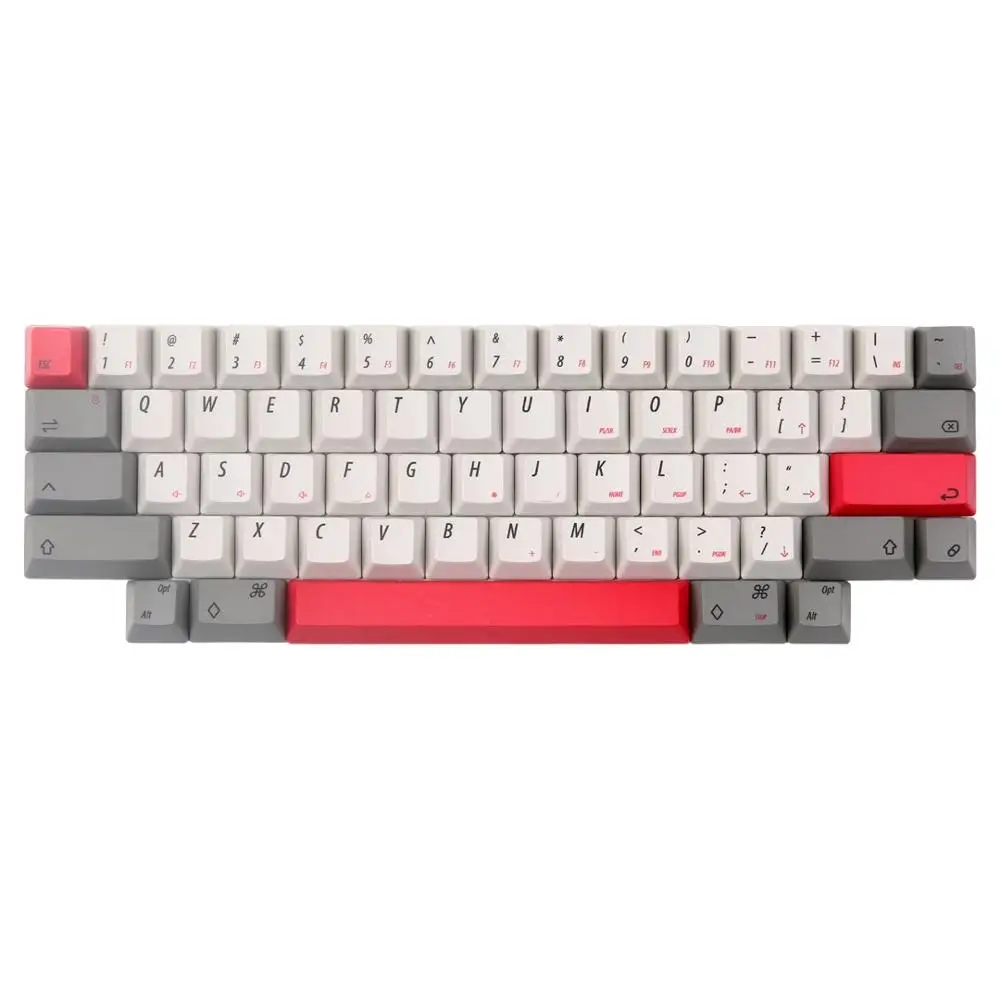 Электростатический емкостный серый и молочный keycap PBT OEM краситель-субкровать 60 клавиш в красном Esc введите пробел для ANSI раскладки клавиатуры - Цвет: EC Dye-sub GMR