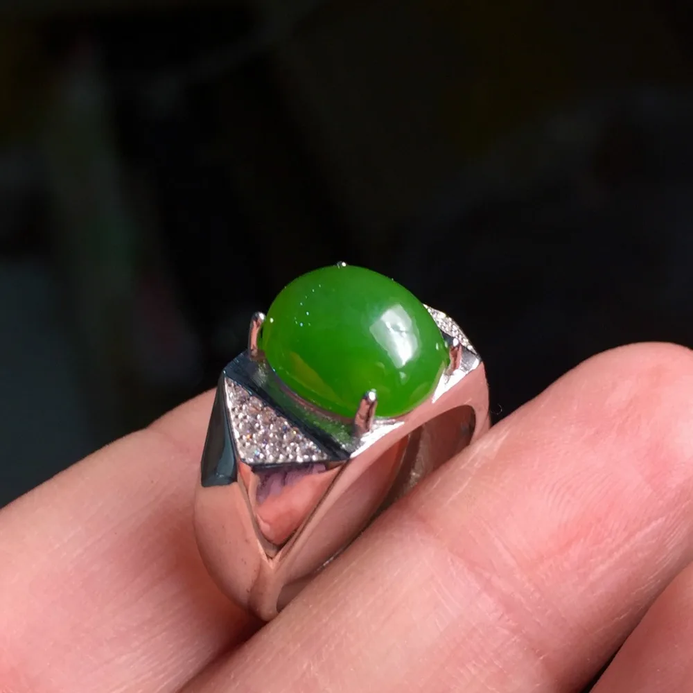

KJJEAXCMY fine jewelry 925 Silver inlaid with natural jade ring jewelry. a