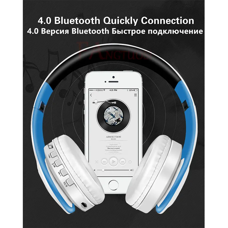 Беспроводные наушники, стерео Bluetooth гарнитура, складные наушники, регулируемые наушники с микрофоном для ПК, мобильного телефона, музыки
