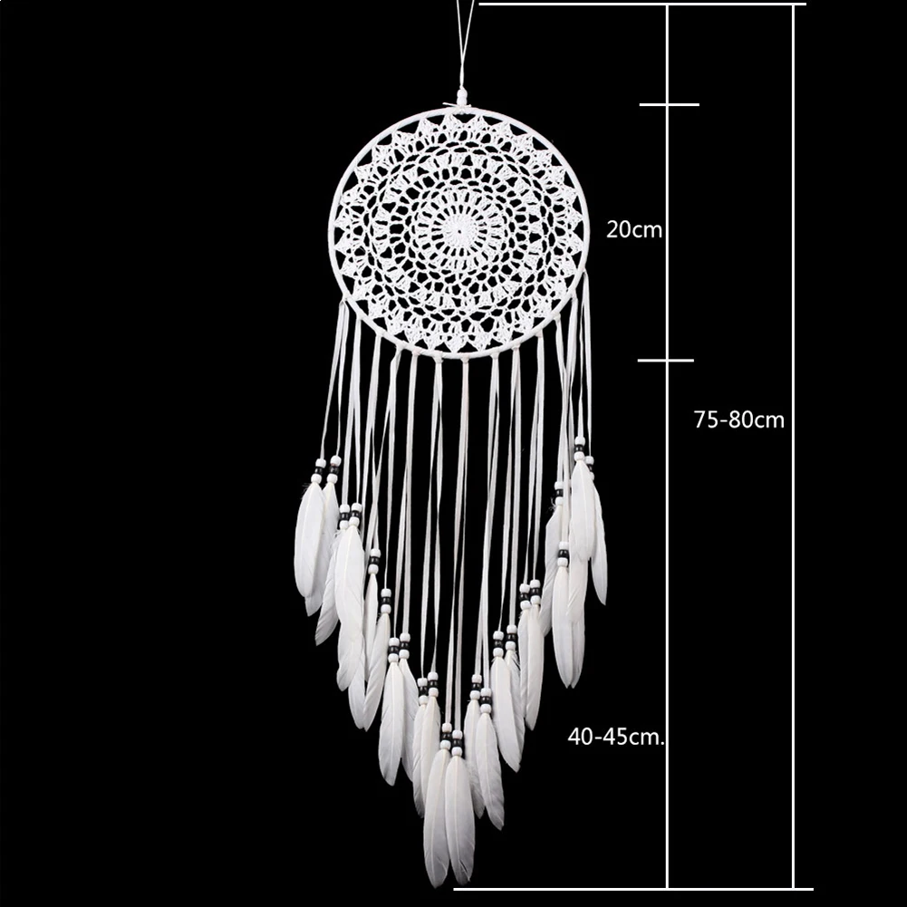 Индийский стиль ручной работы кружева Ловец снов Windchimes с белым пером автомобиля стены висящий мечтатель украшение дома