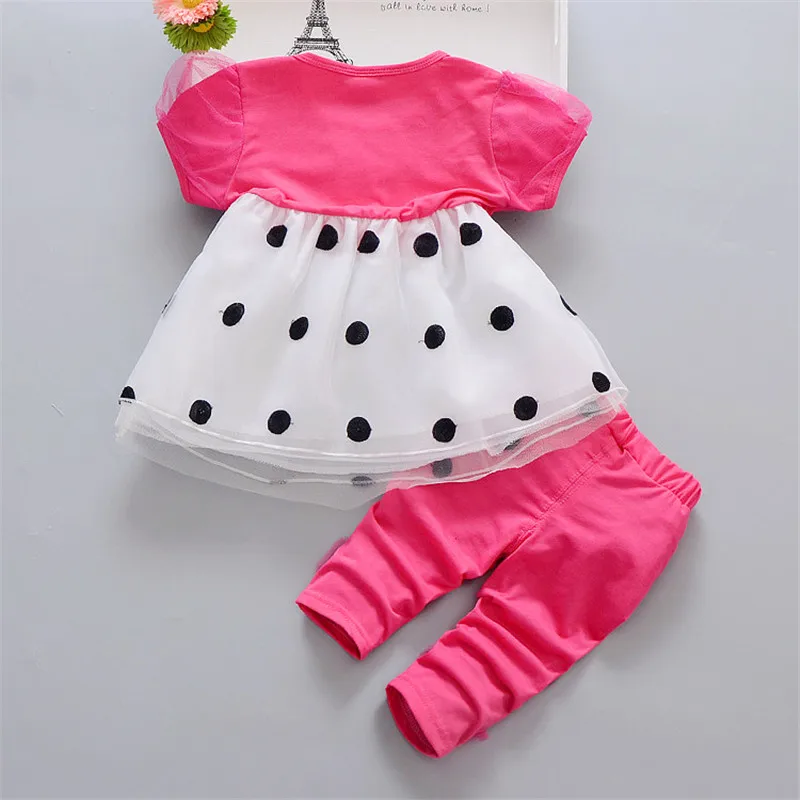 Одежда для маленьких девочек BibiCola летние комплекты платье в горошек с галстуком