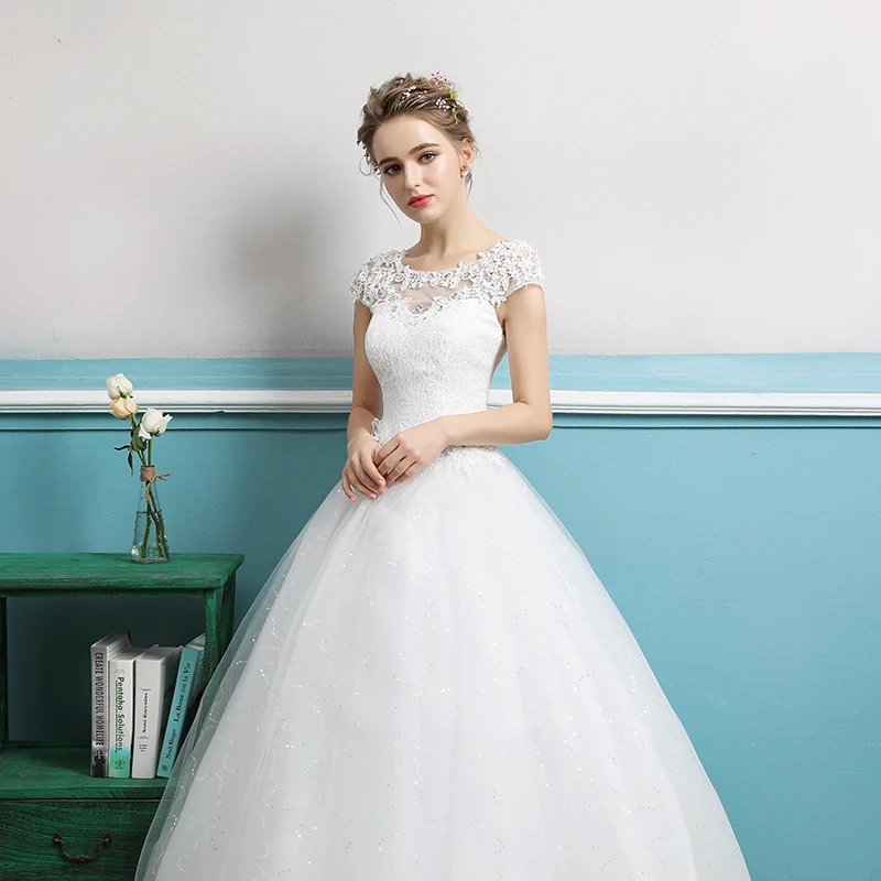 Elegant Scoop Neck Beading Lace Up Vestidos De Novia Crystal Backless A-line Maxi Wedding Dresses Robe Marriage Bridal Gowns | Свадьбы и