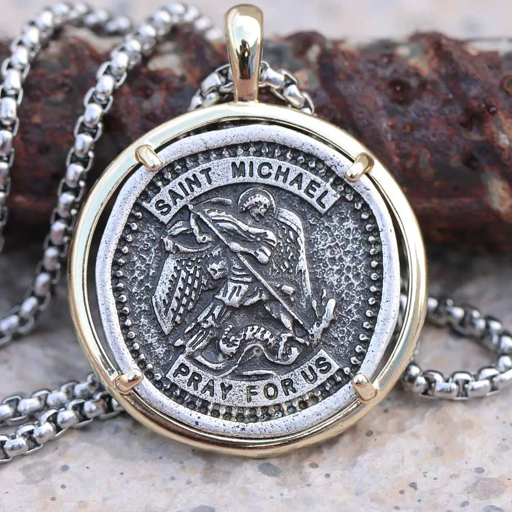 337Saint Michael Мужские католическое ожерелье Святой Франциск Ассизи церкви носит медаль форма распятие Религиозные ювелирные изделия челноки - Окраска металла: 337Saint Michael
