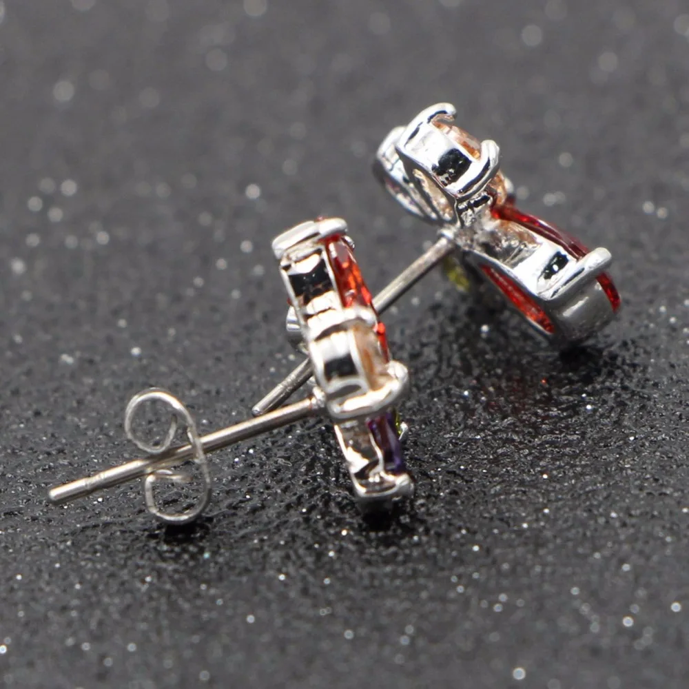 HeeZen 2017 Модные Позолоченные Серебряные серьги гвоздики с 4 шт разноцветный AAA