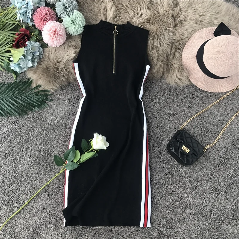 OCEANLOVE сексуальное платье со вставками на молнии вязаное женское 2020 летнее