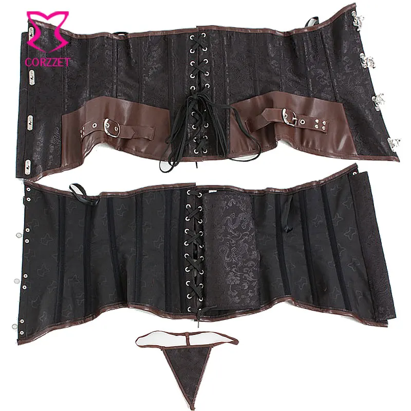 Корсет в стиле стимпанк черная парча корсет под грудь с курткой одежда корсеты