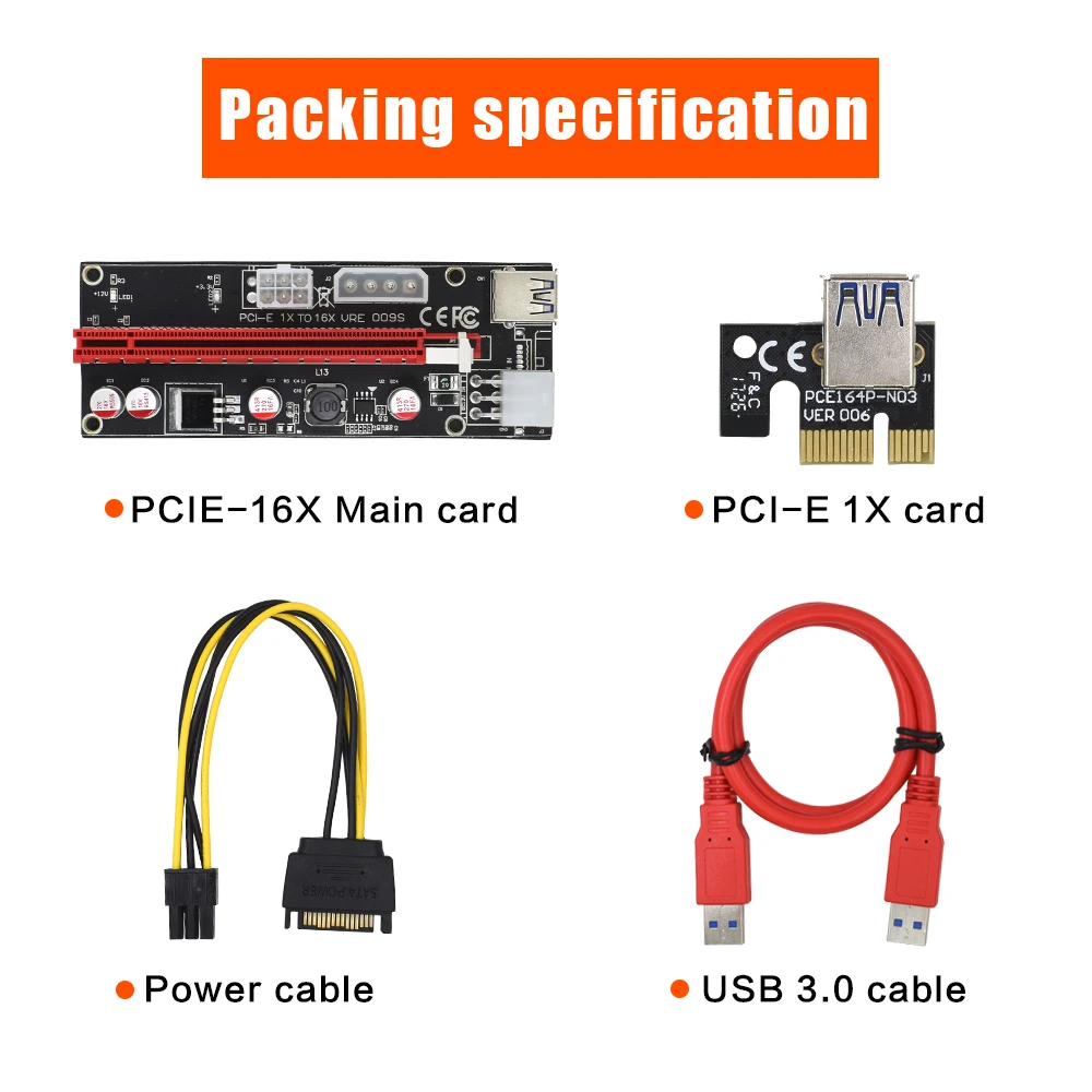 TISHRIC 2018 новейший PCIE PCI E Express Ver 009S Molex 6pin адаптер питания SATA к USB 3 0 кабель 1x 16X Riser Card| |