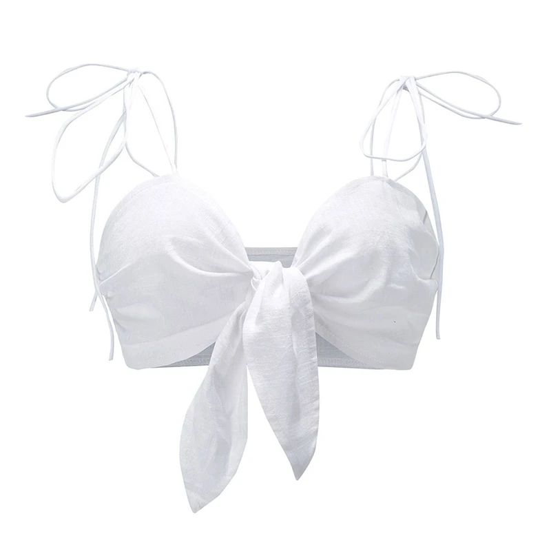 2018 женский летний топ на шнуровке сексуальный однотонный укороченный бретельках