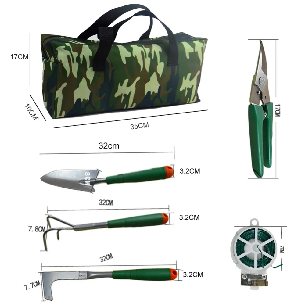 7PCS Garden Tools Trowel Transplanter Rake Pruning Shears Multifunctional Side Cutter and Gloves with Storage Bag | Дом и сад