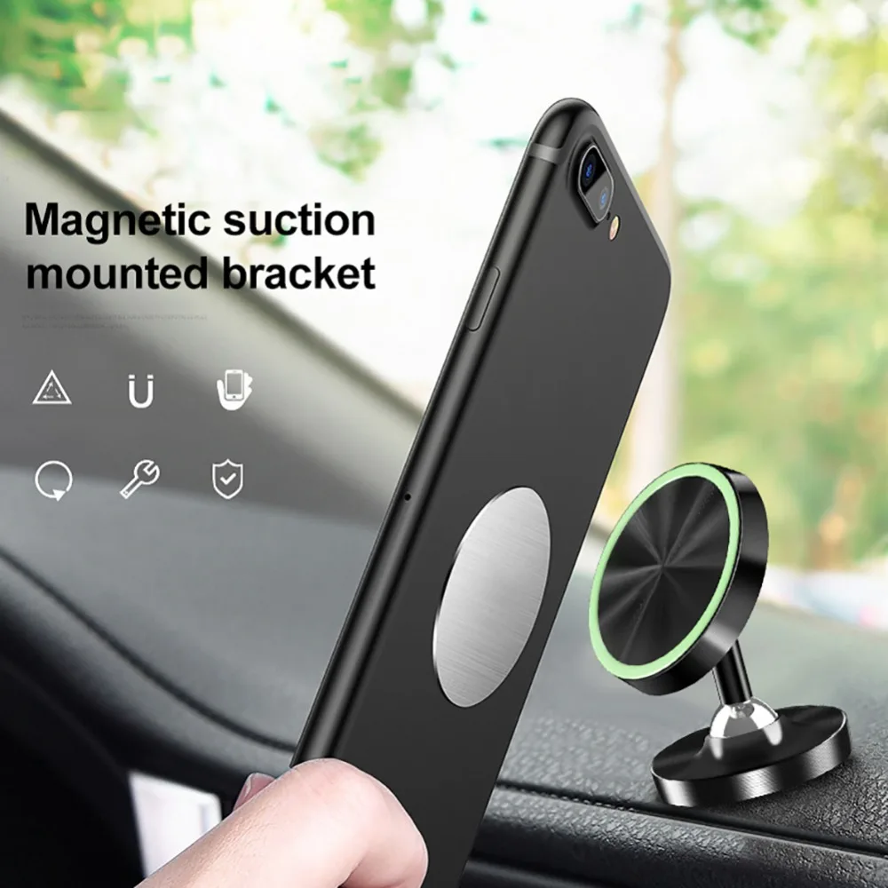 Two Way Adjustable Car Phone Holder Luminous Magnetic Holders 360 Degree Magnet Universal in Mobile Mount Desk Stands | Мобильные
