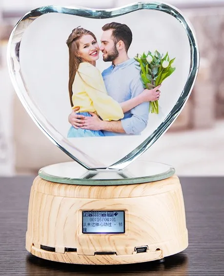 Custom crystal photo shop logoтекстовый RGB светодиодный ночник фото MP4 музыкальный плеер
